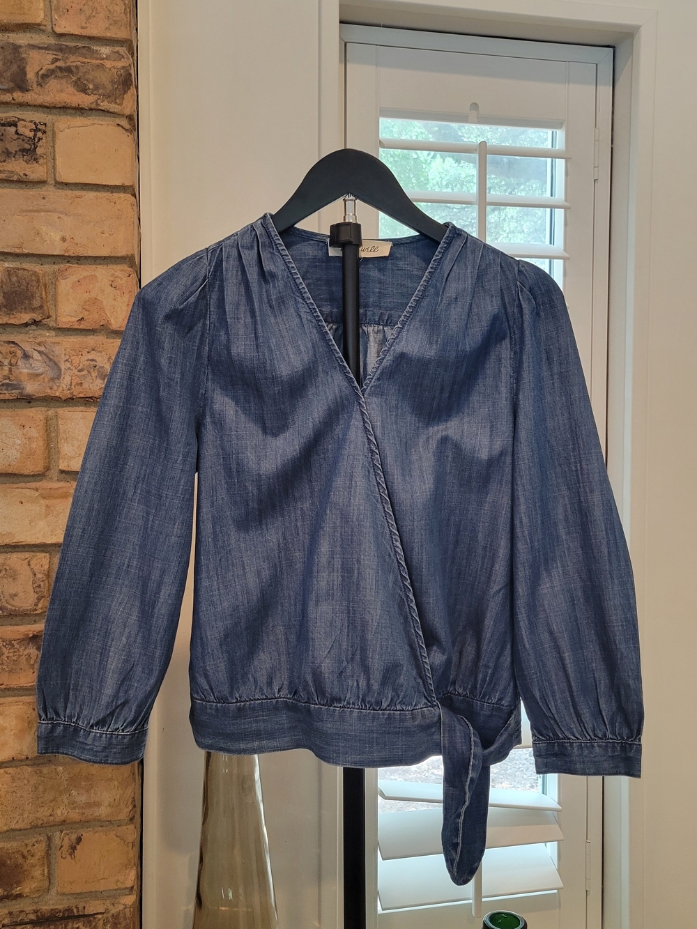 Madewell Indigo Wrap Blouse with Tie Waist